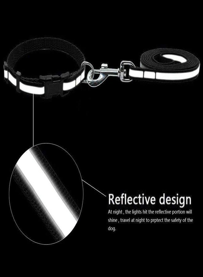 Pups&Pets طقم طوق ومقود من النايلون من Pps&Pets للجراء والقطط، عاكس للضوء للحيوانات الأليفة 0.5 بوصة، طوق نايلون مع مقود، سهل الفك والتهوية، طقم طوق للجراء والكلاب 10 مم (لون أسود) - Image 3